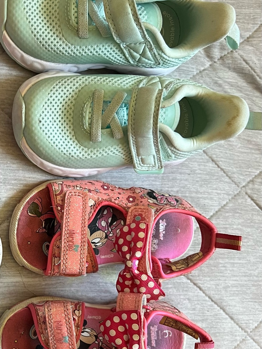 all in motion Mint Green Sneakers and Pink Polka-Dot Cartoon Sandals